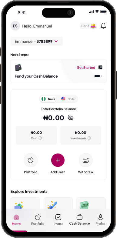 Wallet funding journey screen 1